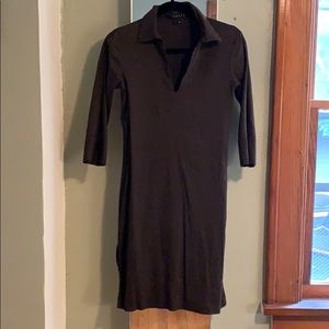 Theory Brown Linen Tunic with 3/4 Sleeves